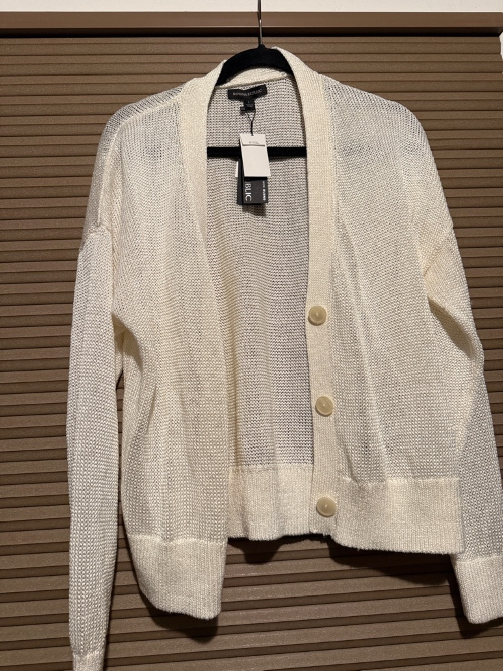 Amanda Uprichard Cream Open-Weave Button Cardigan